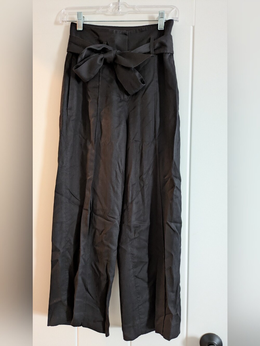 White House Black Market Wide Leg Tie Waist Pants Black 00